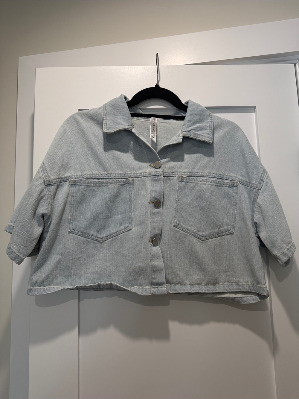 Cropped Light Blue Denim Top - Women’s Crop Top
